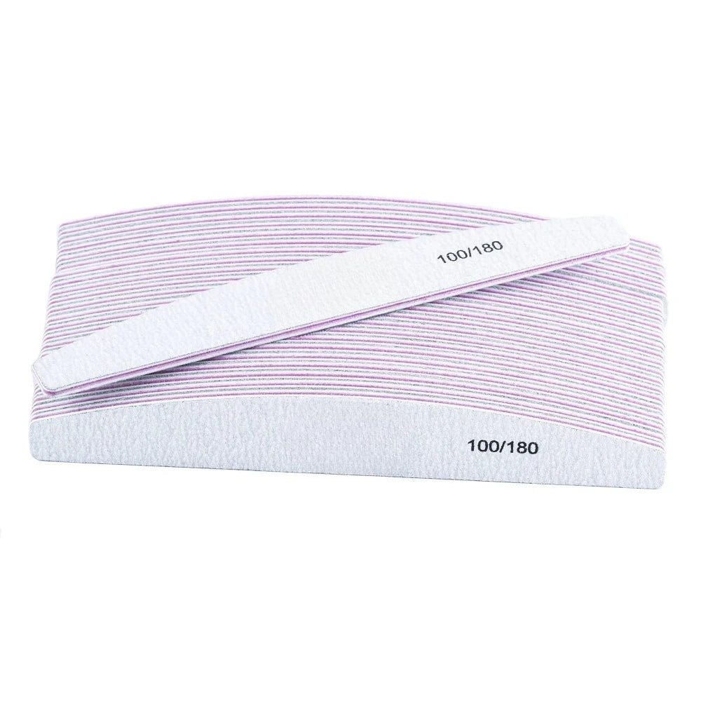 Professional Double Sided Nail Files 100/180 Grit Manicure Pedicure Nail File Buffer for Salon Use