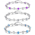 SC Romantic New Blue Purple White Crystal Zircon Bracelet 925 Sterling Silver Bracelet Temperament Hollow Heart Chain Bracelet