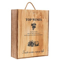Handmade Paulownia Wood Rectangular Retro Style Engraved Wine Box for Home Decoration