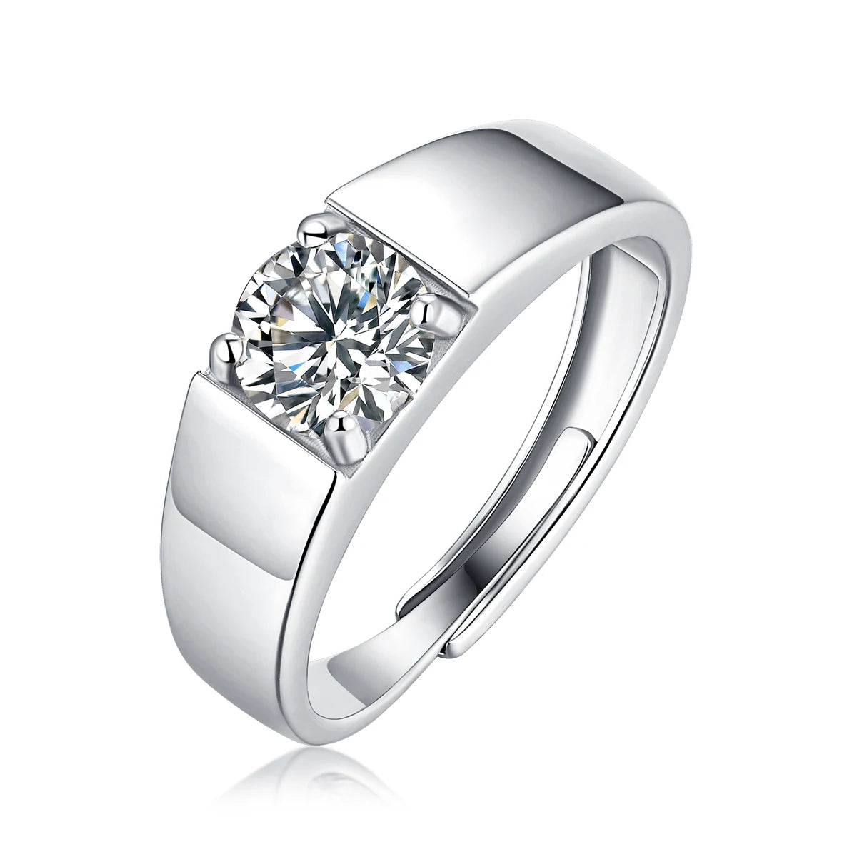 Luxury 925 Sterling Silver Engagement Rings for Men Moissanite Diamond Wedding and Party Adjustable Gemstone Ring Best Gift