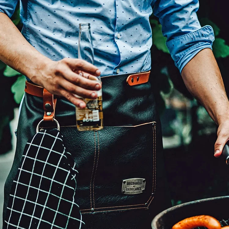 Personalized Barista Chef Leather Apron Outdoor BBQ Waterproof Half Leather Apron