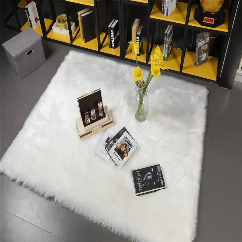 Home Decor Area Rug 5*7ft Plush Faux Sheepskin Rug Non-Slip Rugs and Carpet Large Faux Fur Carpet for Living Room