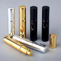 UV Coating Gold Silver Black Metal Perfume Bottle 5ml 10ml Perfume Fragrance Oil Glass Bottle with Screw Cover