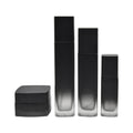 Deluxe Clear Frosted Glass Pump Bottle Shiny Black Pump Cover Customizable Square Foundation Face Cream Blush Skin Care Serum