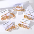 VKME Fashion Heart Pearl Gold Plated Geometric Hoop Earrings Set Wholesale