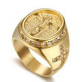 Wholesale 316l Stainless Steel Christian Jesus Gold Plated Fashion Jewelry Rings Diamond Cross Ring