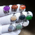 Wholesale Fashion Jewelry Opal Rose Quartz Agate Labradorite Gemstone Amethyst Birth Healing Crystal Rings Natural Stone