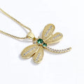 Moissanite Emerald Green Engraved Dragonfly Pendant Women'S Necklace Men'S New in Fashion Jewelry Necklace