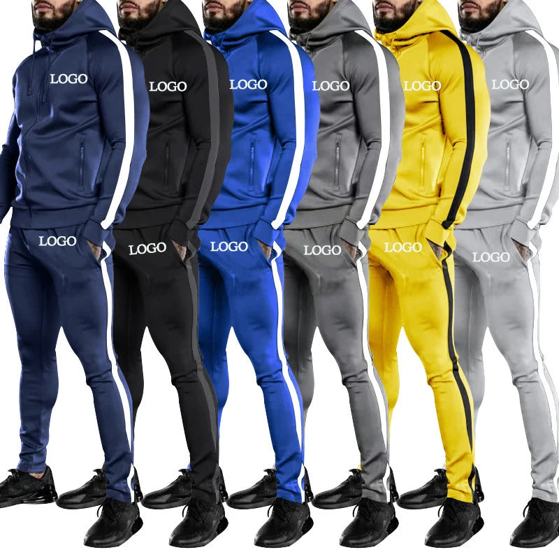 Custom Logo Men's Clothing Casual Outfits Velvet Sweatpants and Hoodies Jogging Suits 2 Pieces Tracksuit Men Sets Sweatsuits