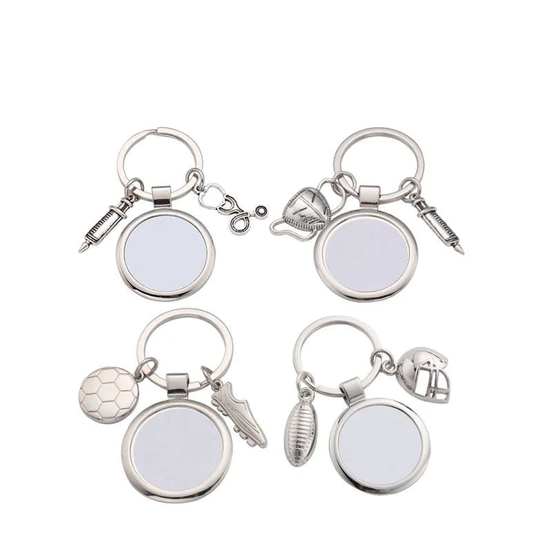 RubySub Custom Hot Sale Blank Photo Metal Memorial Football Keychain Sublimation Keychain