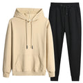Hoodie and Jogger Set Winter Solid Color Plain Wholesale 100% Cotton Unisex Pullover Jumper Men's Hoodie Set