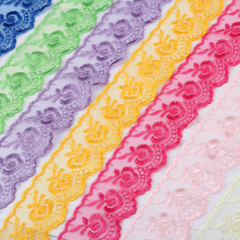 4.5cm White and Colored Embroidery Border Lace Trim for Casual Dresses Girl Wedding Dresses Shoes & Bags-Beaded Embellishment