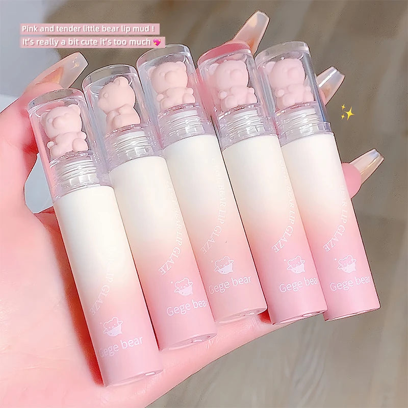 Private Label GeGe Bear Women's Cream Lip Gloss Wholesale Velvet Mist Matte Lipstick