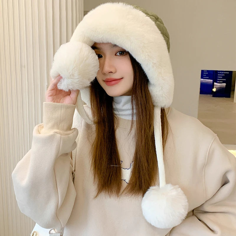 New Style Girls Outdoor Cycling Warm Ladies Women Winter Hood Hats