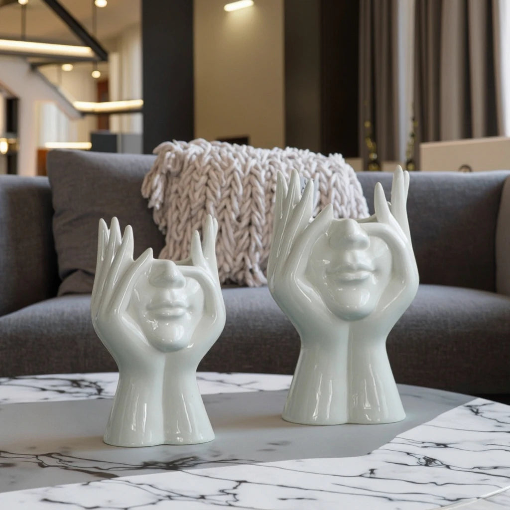 Hot Sale Modern Ceramic Flower Vase Indoor Floral Porcelain White Human Body Face for Home Decoration Hotel Nordic