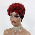 Wholesale Mona Hair Curly #1b/99J Color Short Human Hair Wigs for Black Women