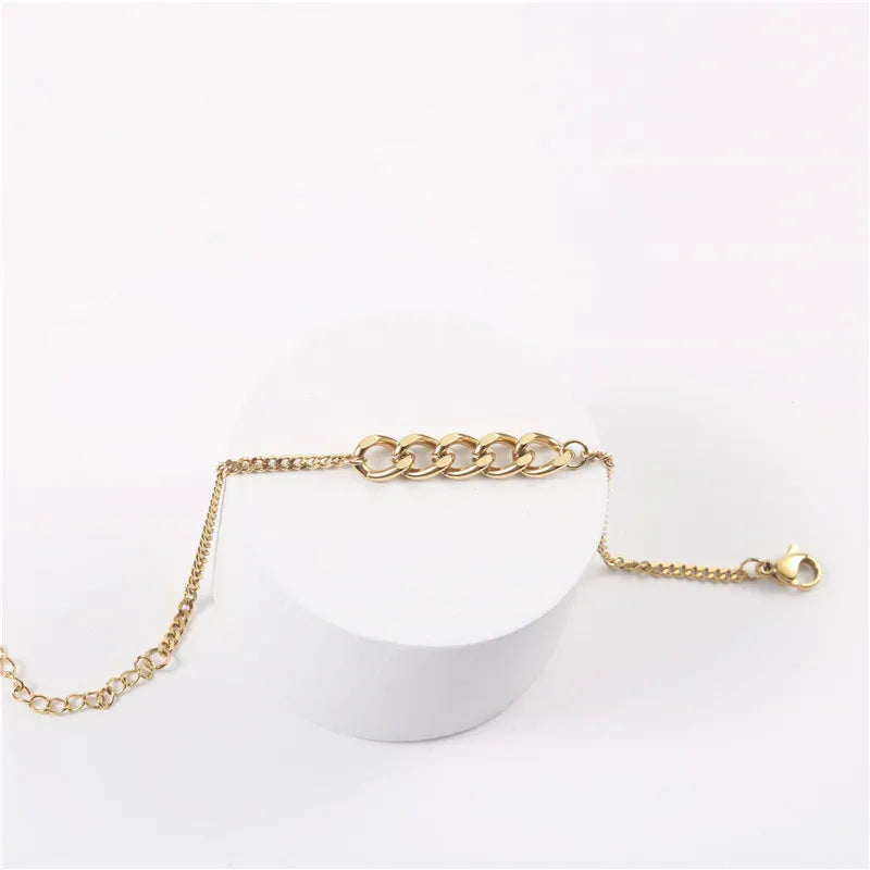 Fenny High End Waterproof Boho Simple Versatile Mixed Chain Bracelet Trendy for Women Stainless Steel Jewelry Wholesale
