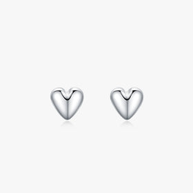 Ailmay Real 925 Sterling Silver Simple Smooth Heart Fashion Stud Earrings for Women Party Minimalist Fine Jewelry Gift