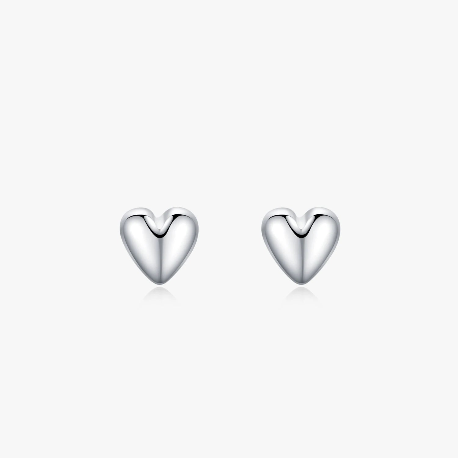 Ailmay Real 925 Sterling Silver Simple Smooth Heart Fashion Stud Earrings for Women Party Minimalist Fine Jewelry Gift