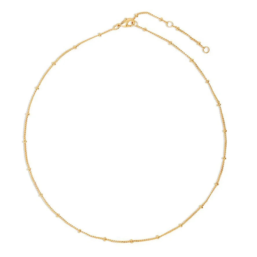 Gemnel Classic Satellite Chain Chain 18k Gold 1mm Spacer Bead Choker Necklace Women