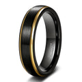OAHLAN Fashion Jewelry Luxury Black Gold Brushed Tungsten Carbide Rings Gold Step Edge Tungsten Men Ring for Wedding Engagement