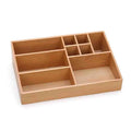 Beech Wood Bamboo Rectangle Desk Organizer Lacquer Finish Cosmetic and Makeup Storage for Bathroom and Office MegaBDM