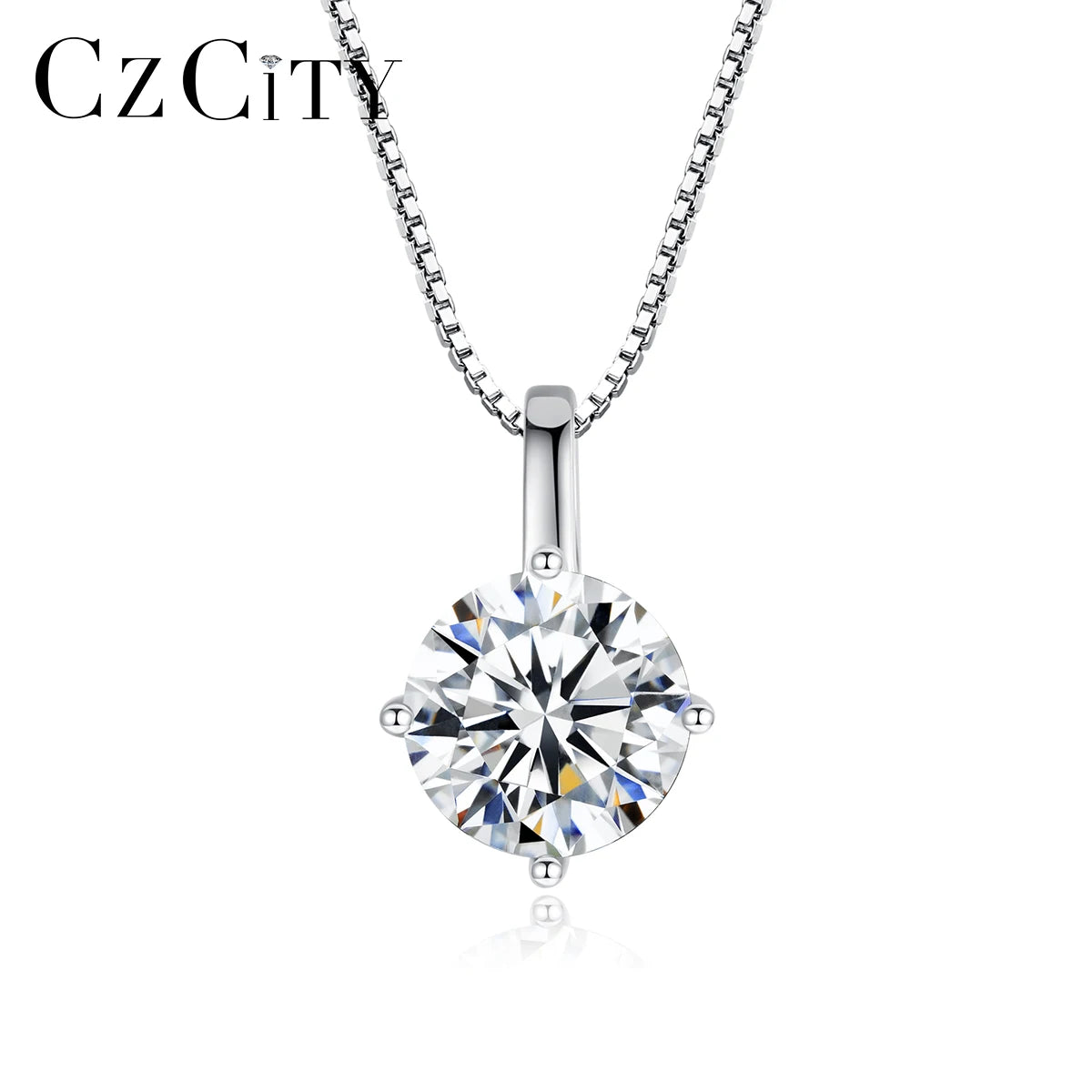CZCITY Moissanite Gemston Fashion Necklace 925 Sterling Silver Moissanite Diamond CZ Stone Necklace MegaBDM