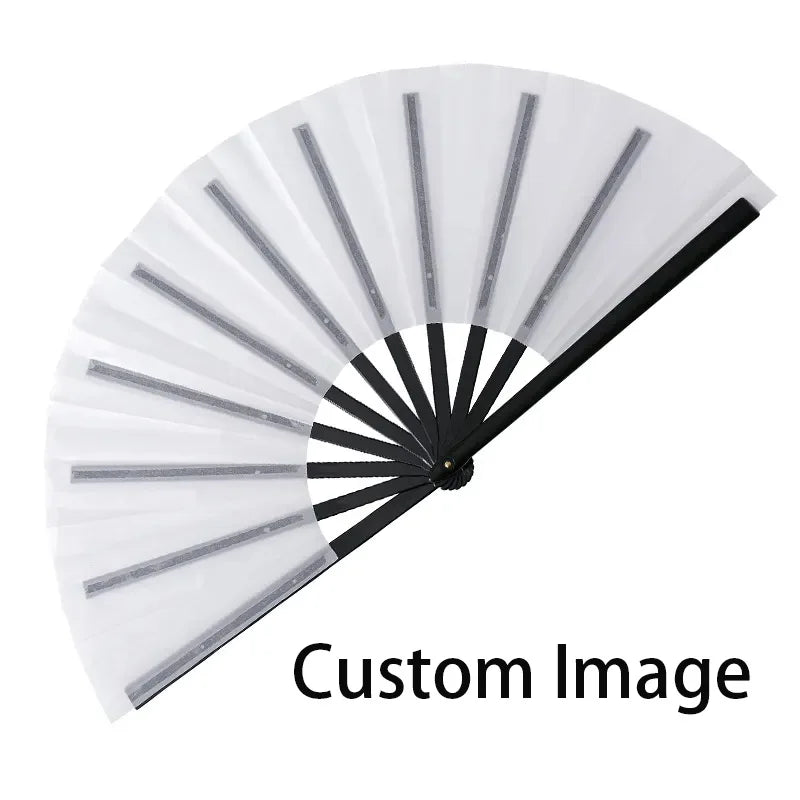 Personalized Custom 13inch Chinese Large Sublimation Clack Fan Bamboo Folding Hand Fans logo Wholesale Wedding Favors