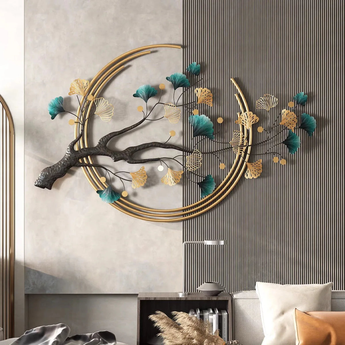 3D Metal Wall Art Decor Creative Handmade Large Ginkgo Leaves Wall Hanging Art Sculpture for Home Hotel Living Room Decor MegaBDM