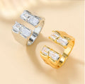 Luxury Geometric Big Cubic Ice Zircon High Carbon Plated Silver Gold Color Ring for Women Hip Hop Wedding Jewelry Gift
