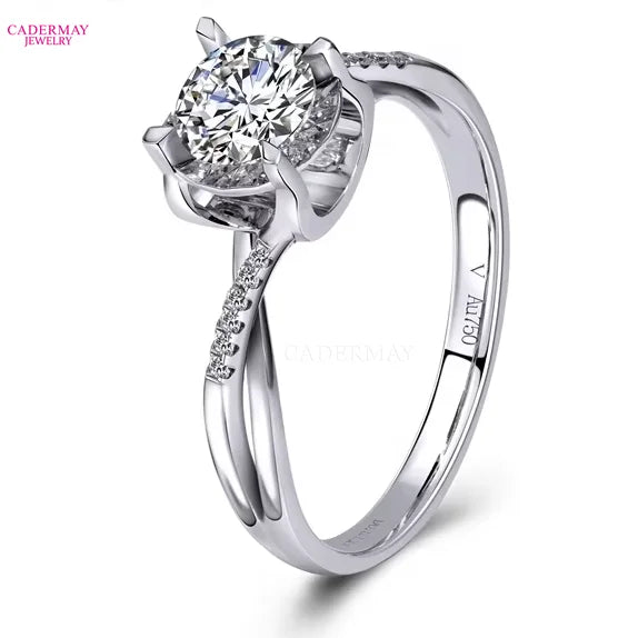 Customize Lab Grown Diamond 18k White Gold Ring DEF SI HPHT CVD Diamond Wedding Engagement Ring Band Twist for Women Gifts