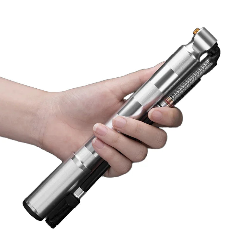 PRO STAR Portable Compact Mini Aluminum Alloy Bicycle Pump with Schrader Valve High Pressure Gauge Universal Fit for Bicycles