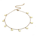 Party Trendy Foot Ankle Jewelry 18K Gold Plated Stainless Steel Cute Hollow Star Pentagram Anklet Women