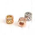 Jewelry Accessories 18K Gold Rhodium Plated Round Shape Hollow CZ Pave Spacer Beads for Bracelet Necklace Making