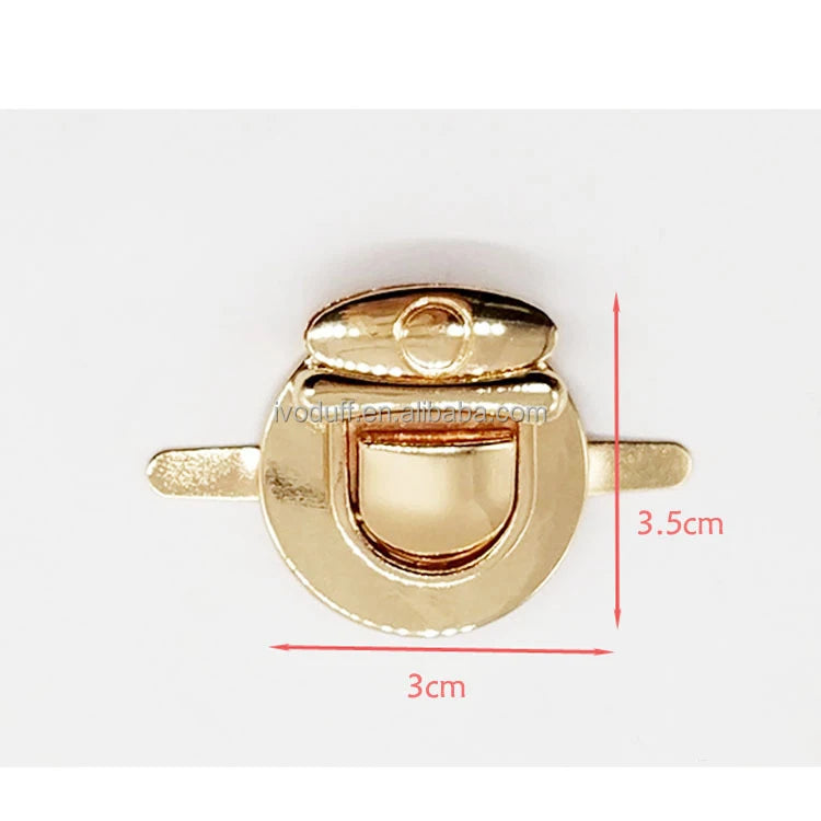 30x35mm Light Gold Metal Handbag Purse Lock Round Bag Press Lock Clasp Buckle