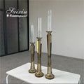 Chic New Design 3-Piece Set for Champagne Gold Crystal Candle Holders Lanterns Candle Jars for Wedding Decor