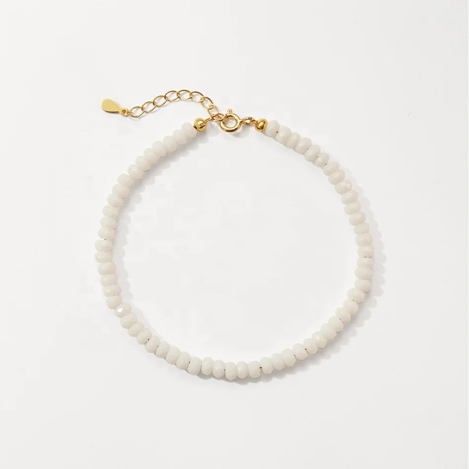 Nagosa Custom 18k Gold Vermeil 925 Strling Silver Jade Charm Beaded Bracelets Women Jewelry