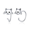 New Trendy Women Girls Jewelry 925 Sterling Silver Cute Cat Earring
