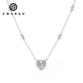 925 Sterling Silver Moissanite Heart Pendant Necklace 0.8ct 1.0ct 1 Carat 6.0mm 6.5mm White Gold Necklace for Christian Women