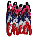 Hot Selling Christmas Cheer Iron-on Embroidered Letter Patches 27cm Red Pink Chenille Patches for Woman & Girl Clothing