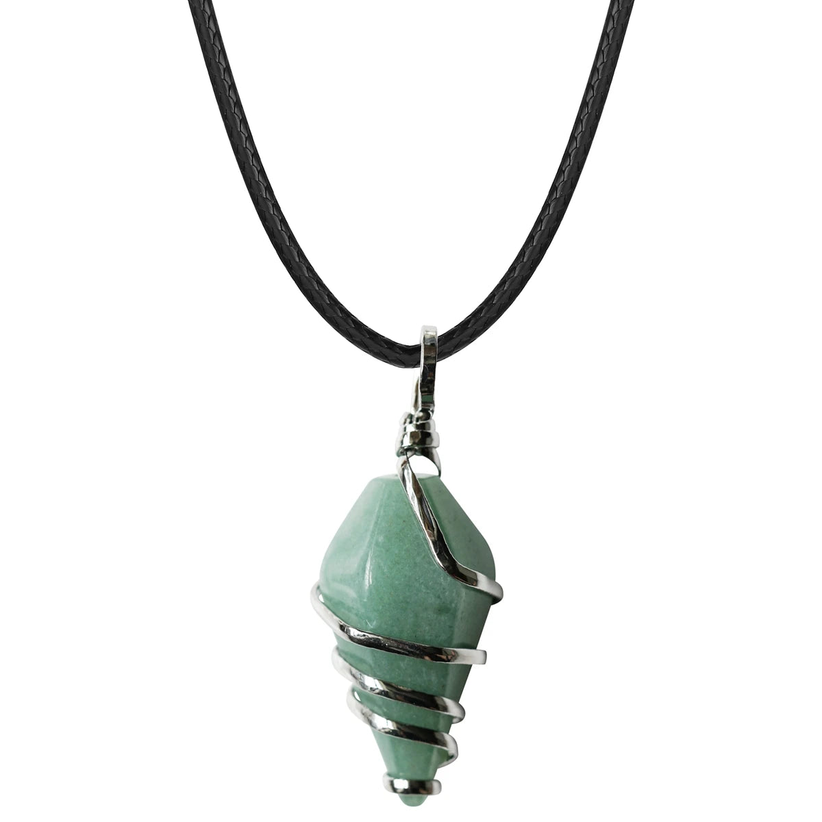 Wholesale Natural Crystal Hexagon Cone Wire Pendant Amethyst Tiger Eye Quartz Stone Pendant Necklace for Gift