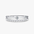 Ailmay Real 925 Sterling Silver Fashion Dazzling Zirconia Bilayer Rings for Women Wedding Engagement Band Fine Jewelry Gifts