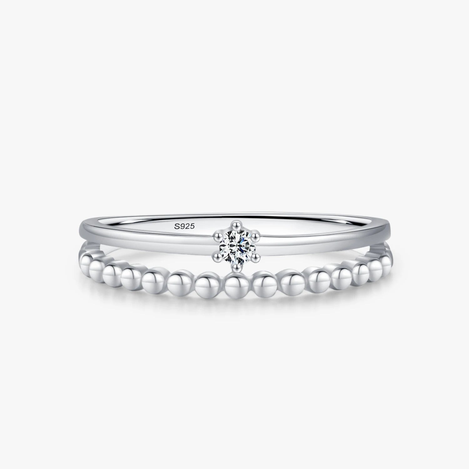 Ailmay Real 925 Sterling Silver Fashion Dazzling Zirconia Bilayer Rings for Women Wedding Engagement Band Fine Jewelry Gifts