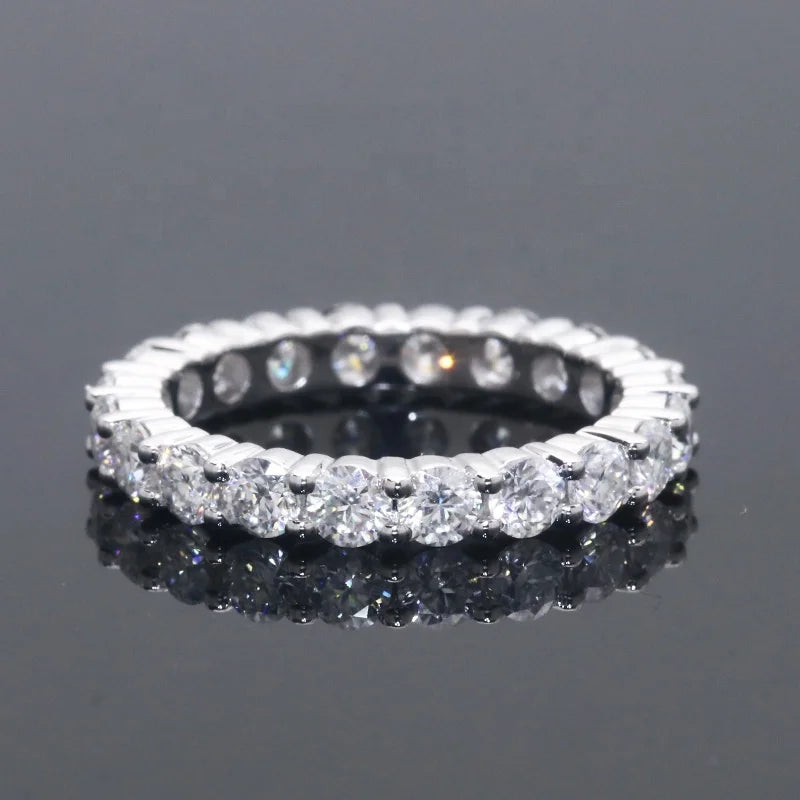 Elegant Moissanite Engagement Ring White D Round Shape Colorless Moissanite Ring Eternity Band 14K Solid Gold  Moissanite Ring