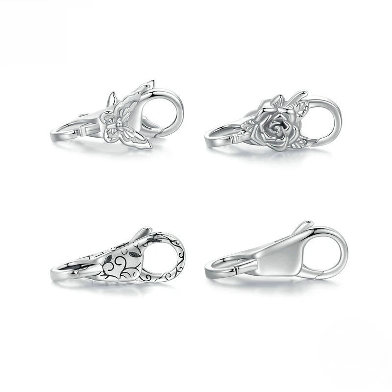 Presentski 925 Sterling Silver Double-headed Lobster & Butterfly Rose Clasps for Bracelet (BSP022-BSP025)