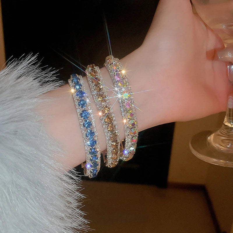 New Style Chain Brass Full Zircon Bracelet Gold Plated Bracelet Customized Women Jewelry Colorful Shiny Crystal Bracelet