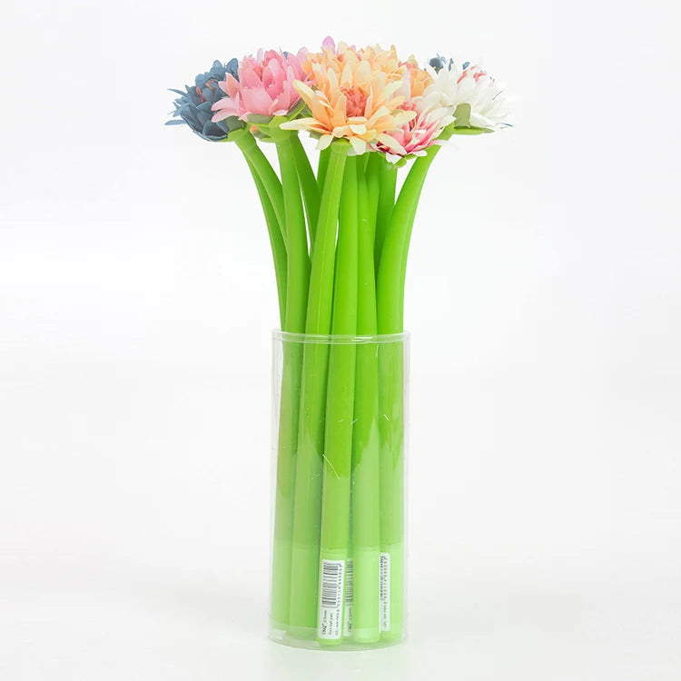 Beautiful Girl Eco-Friendly 0.5mm Soft Silicone Pen Flower Gel Ink in Blue and Black Customized Logo