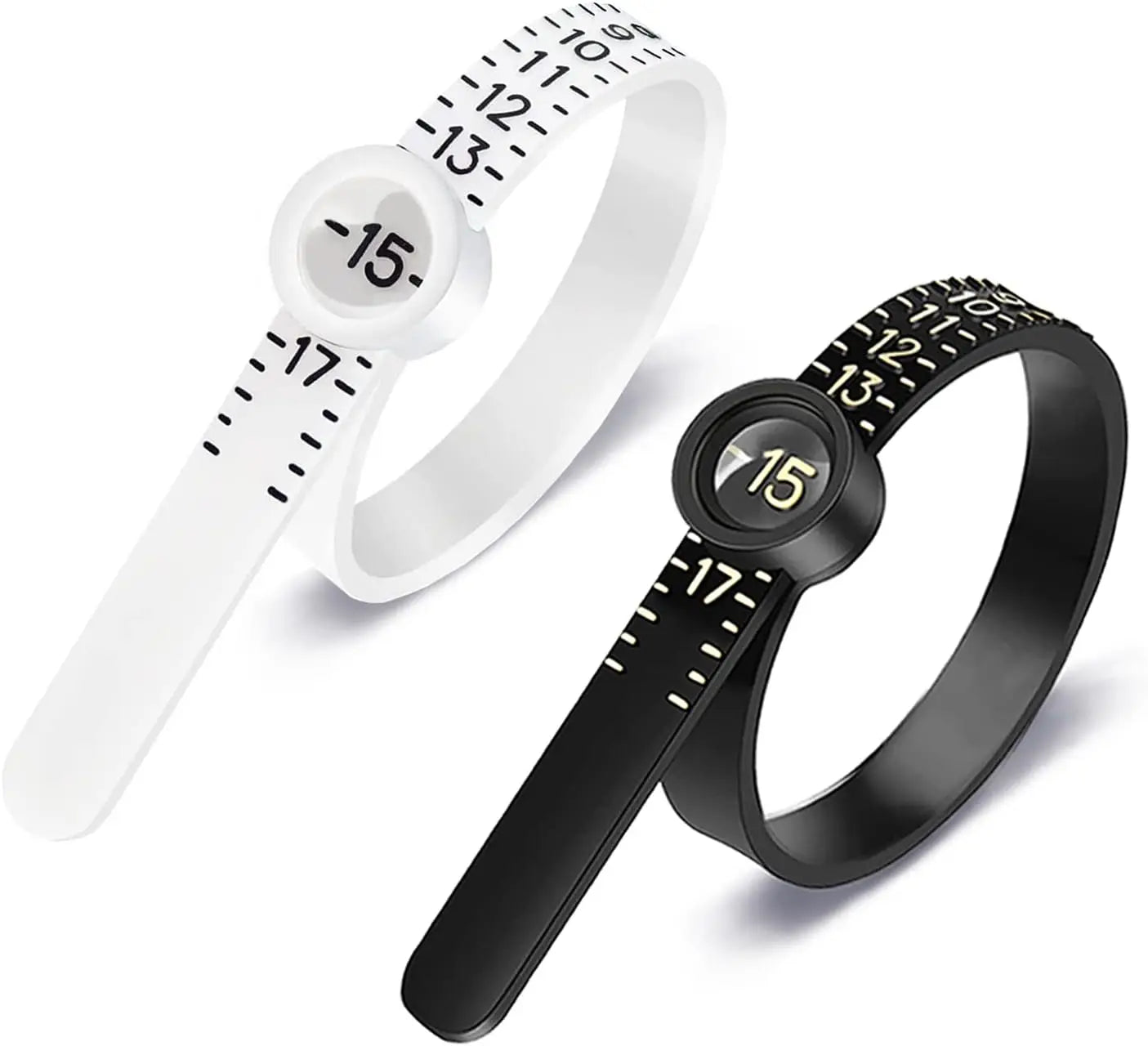 Plastic Ring Sizer Measuring Tool Reusable Finger Size Tape Magnified Glass Clear Accurate Jewelry Sizing 1-17 USA BJ-12360