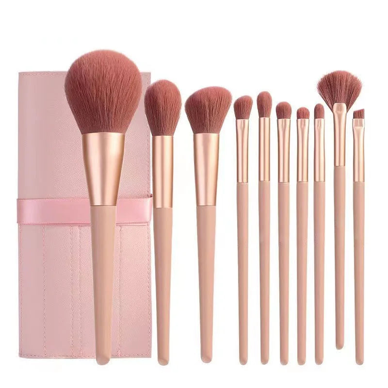 New Customizable Romanfic Cherry Blossom Makeup Brush Set with Aluminum Ferrule-10-Piece for Ladies