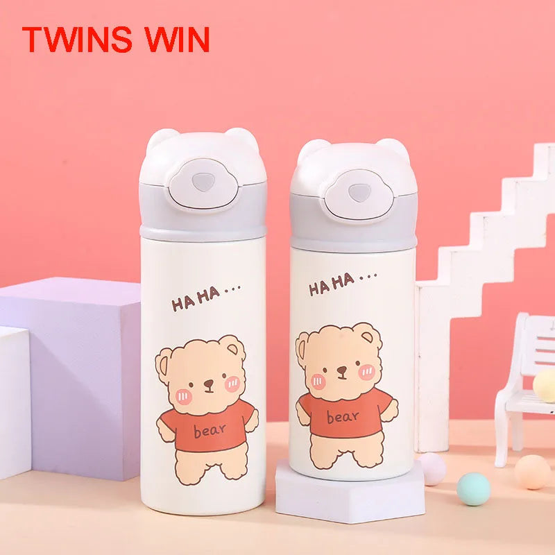 304 Stainless Steel Children's Straw Thermos Cup Female INS Wind Creative Bouncing Cup Lovely Gift Cup Wholesale  CUP1788